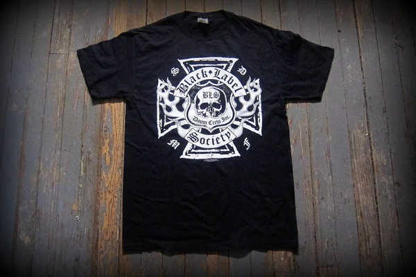 BLACK LABEL SOCIETY -Doom Crew Inc. Flaming Iron Cross - Two Sided Printed T-shirt